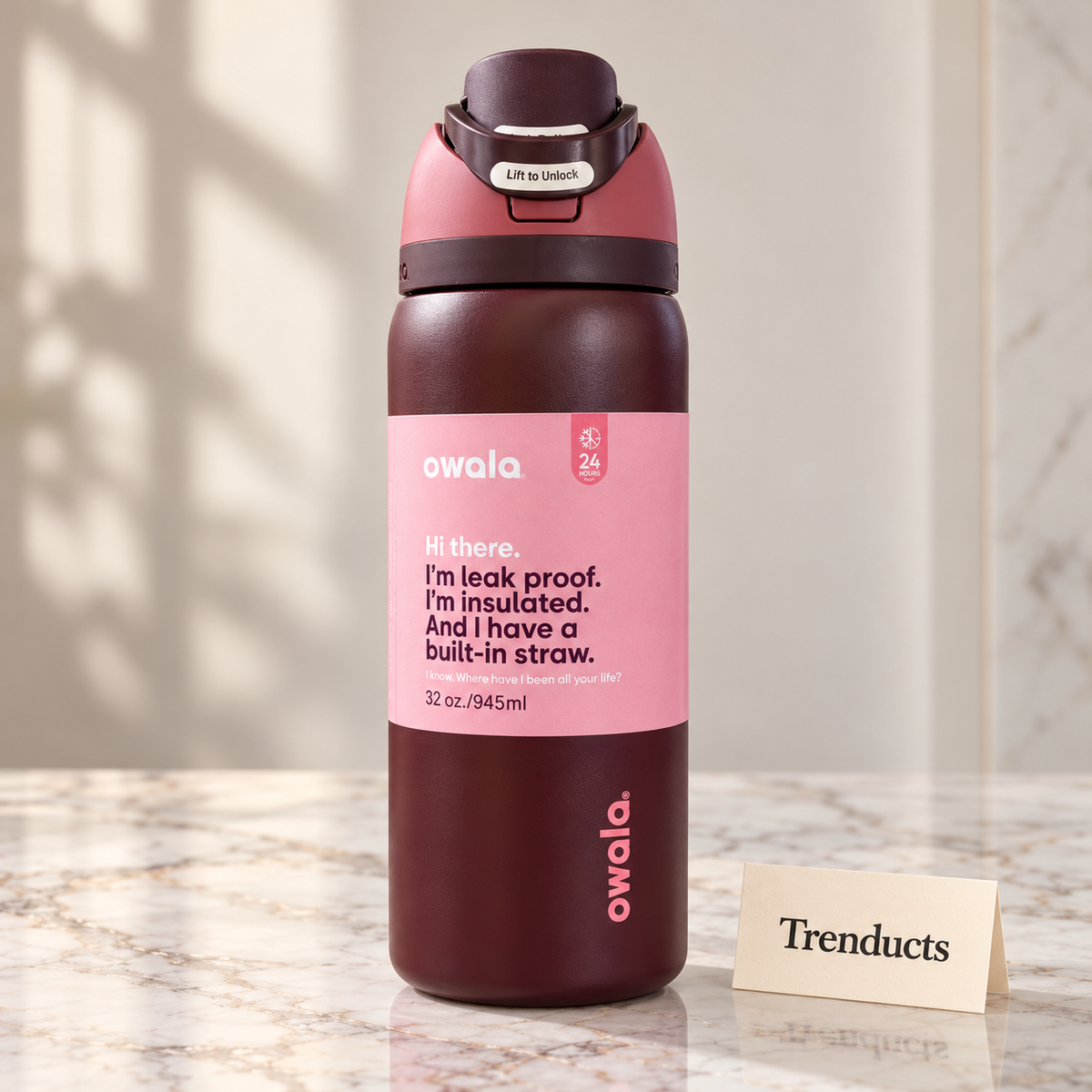 Owala Water Bottle 32 oz - Burgundy Maroon