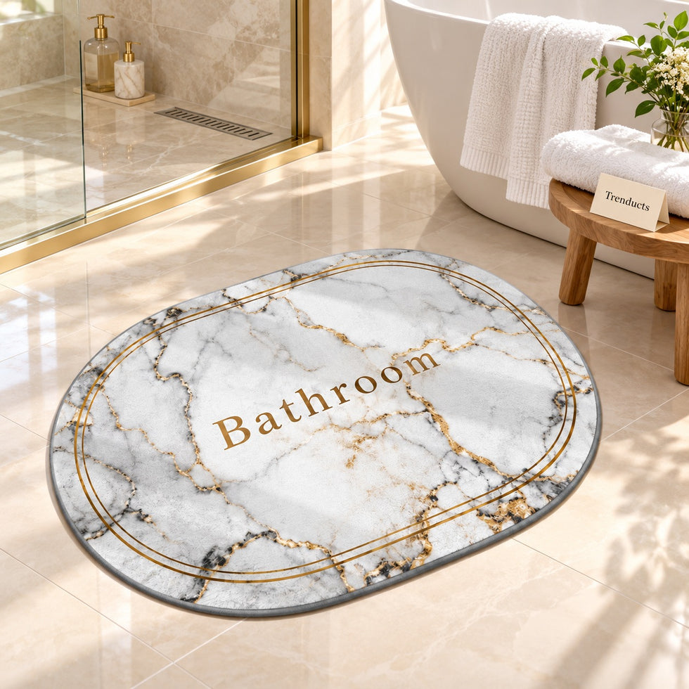 Absorbent Anti Slip Bath Mat 22 x 15 Inch - Marble Print