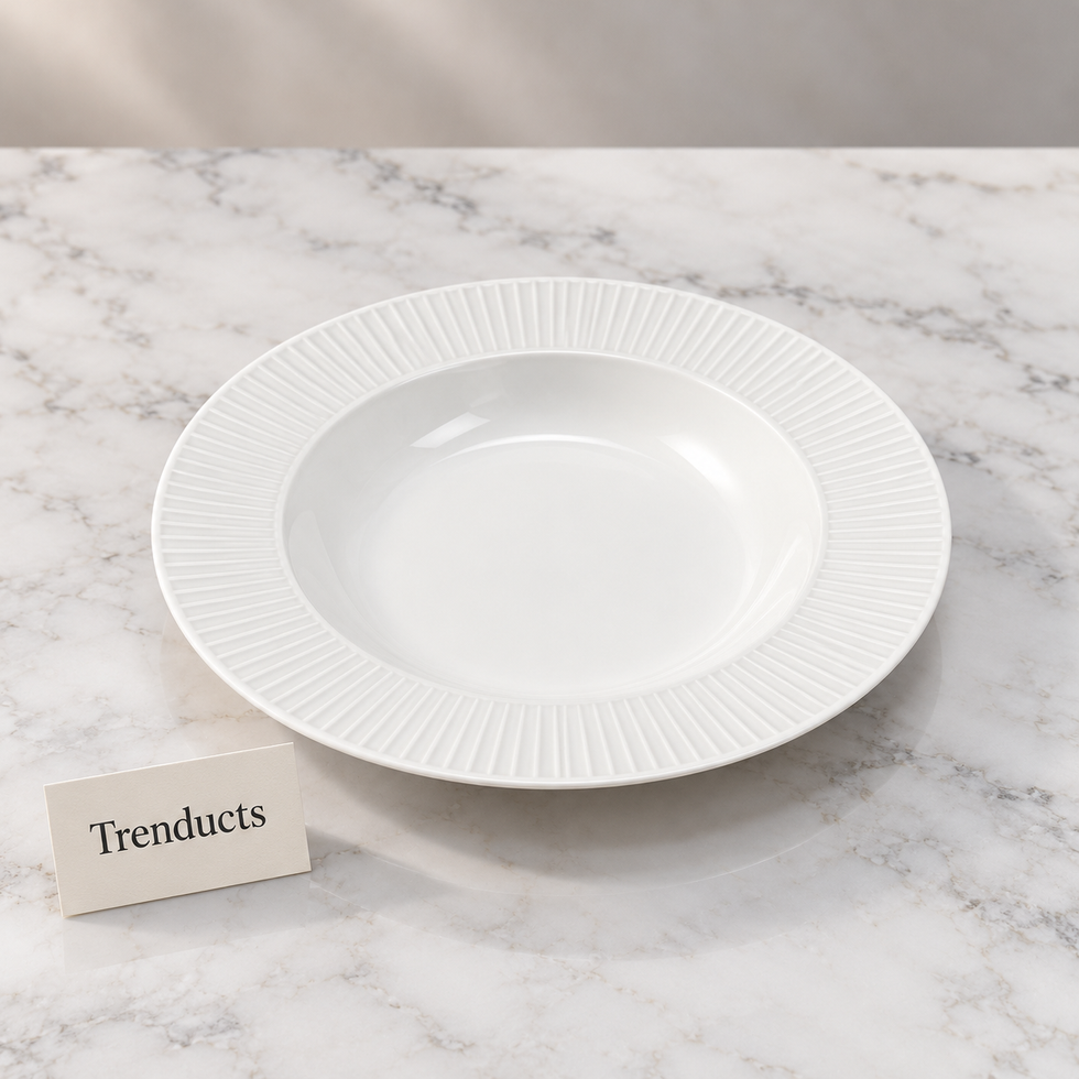 Danny Home Deep Plate - 8.25 Inch White Ribbed Rim
