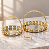 Gold Mirrored Serving Tray Set - Arched Handle Baskets