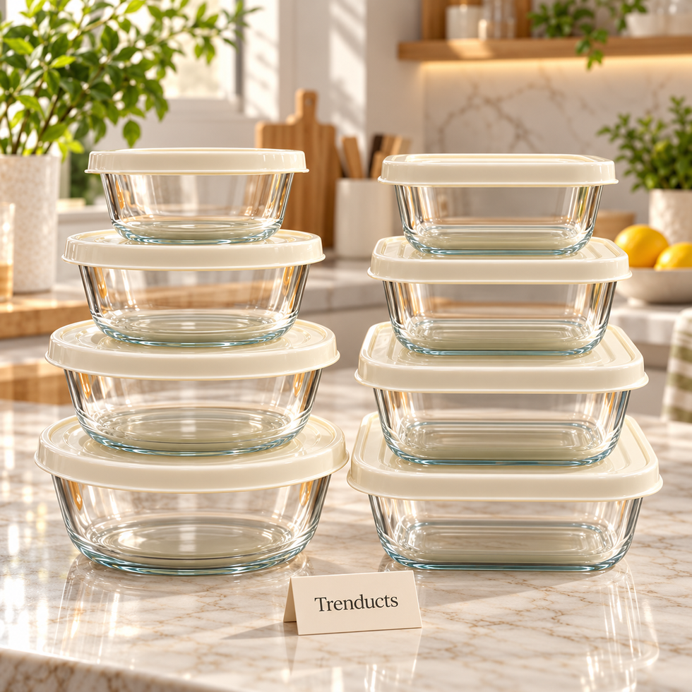 Glass Food Containers with Lids - Stackable Meal Prep 4 Boxes Set