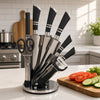 Unique Stainless Steel Knife Set with Rotating Stand