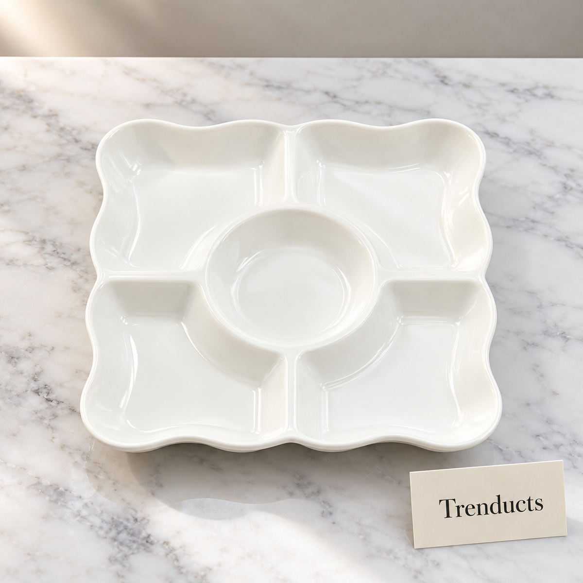 Danny Home Sectioned Serving Plate - White Porcelain