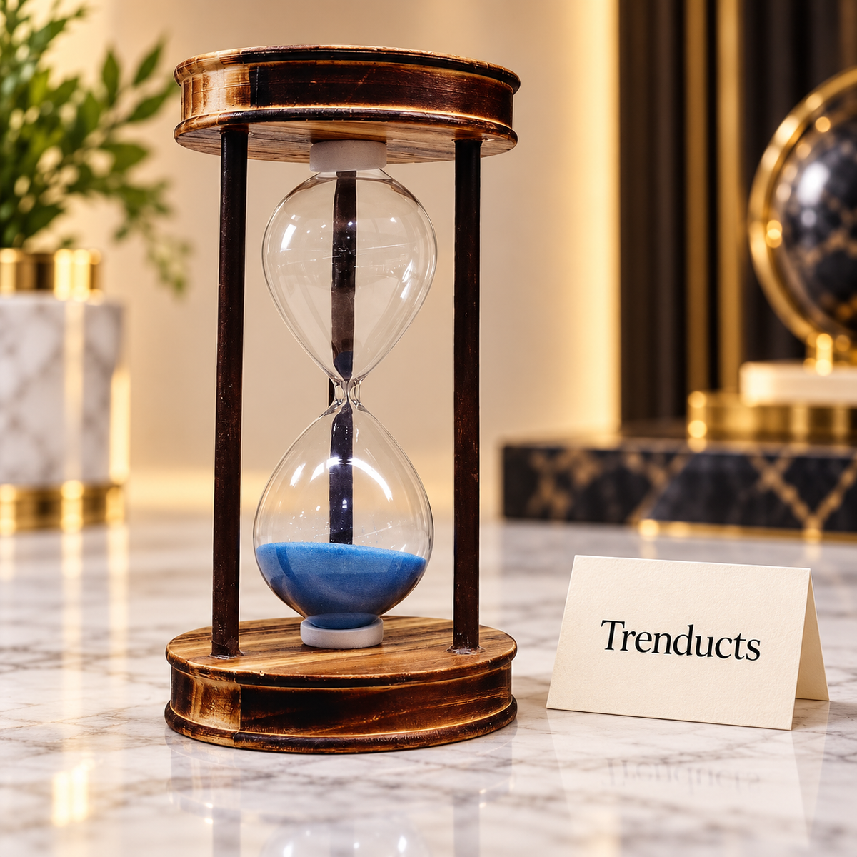 15 Minute Hourglass Sand Timer with Rustic Wood Finish Frame
