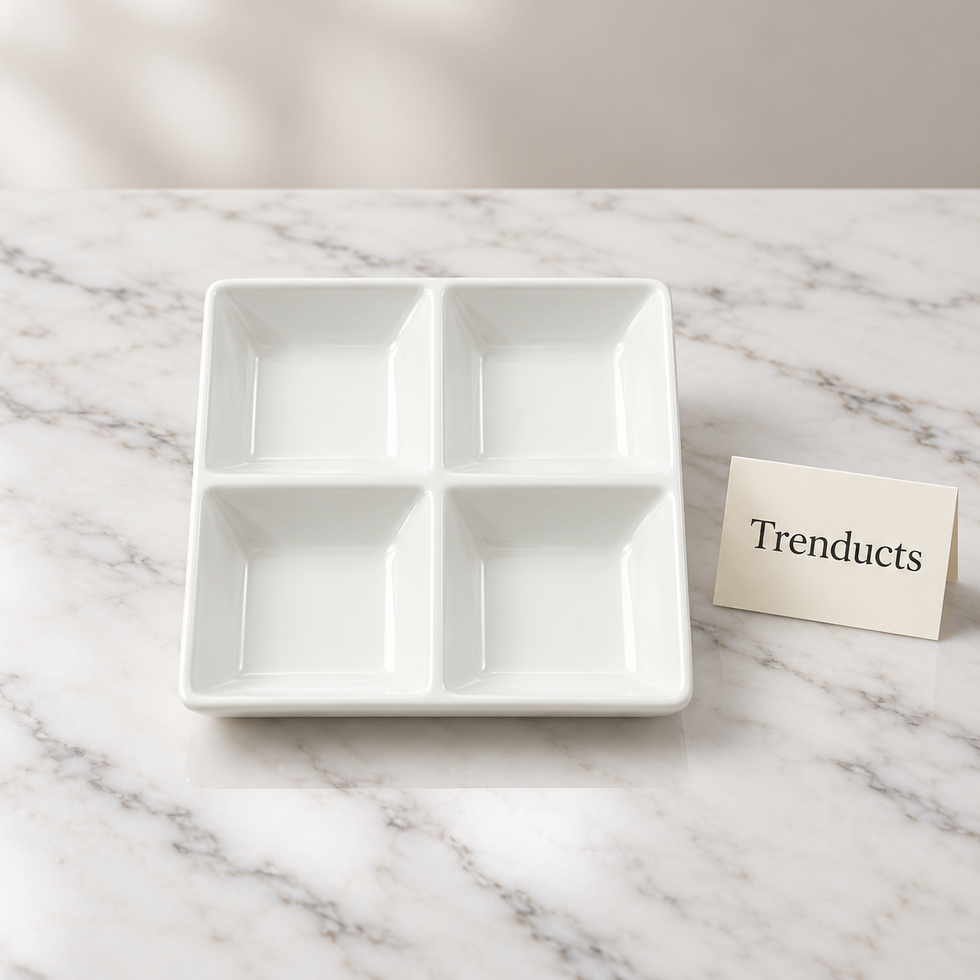 Danny Home Dry Fruit Plate - White 4 Section Serving Dish