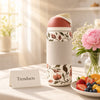 Stainless Steel Water Bottle with Flip Lid - Floral Print