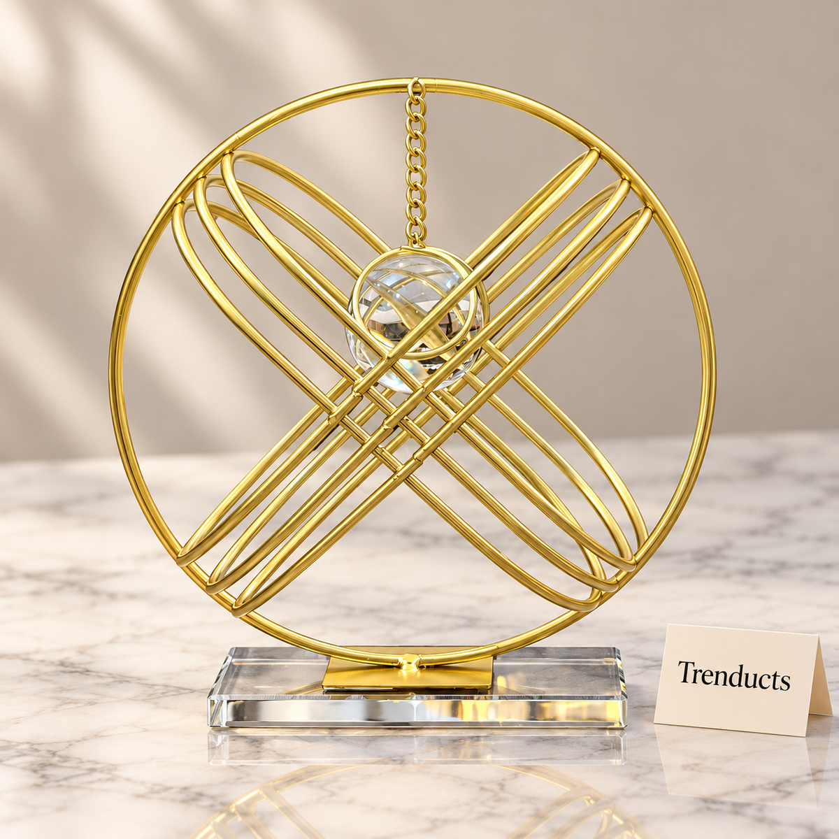Gold Circular Wire Tabletop Decor - Crystal Ball