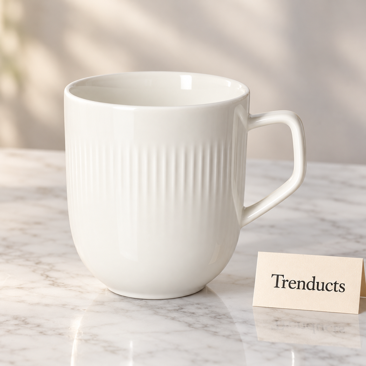 Danny Home Porcelain Mug - 300 ml Ribbed Square Handle