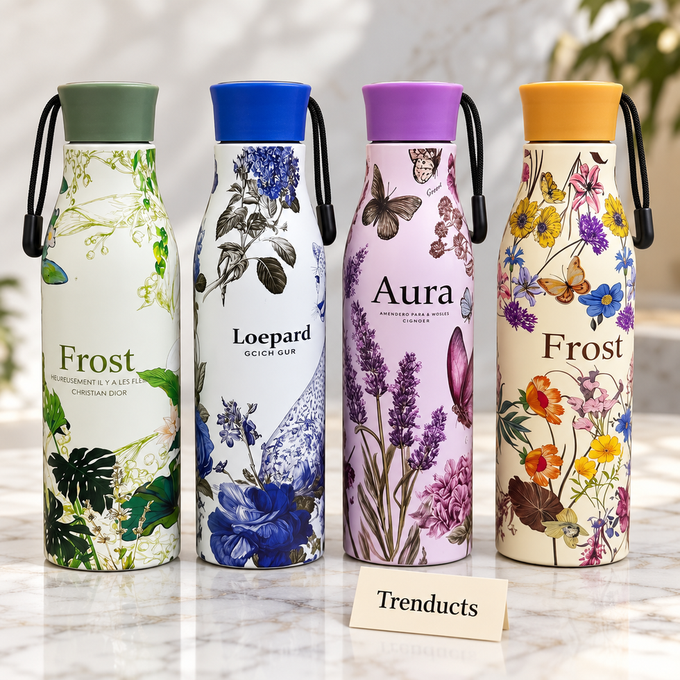 Flower Bottle 500ml - Floral Stainless Steel Water Bottle
