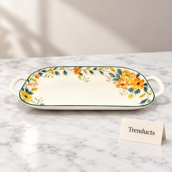 Oval Dish with Handles on a white marble counter | Trenducts