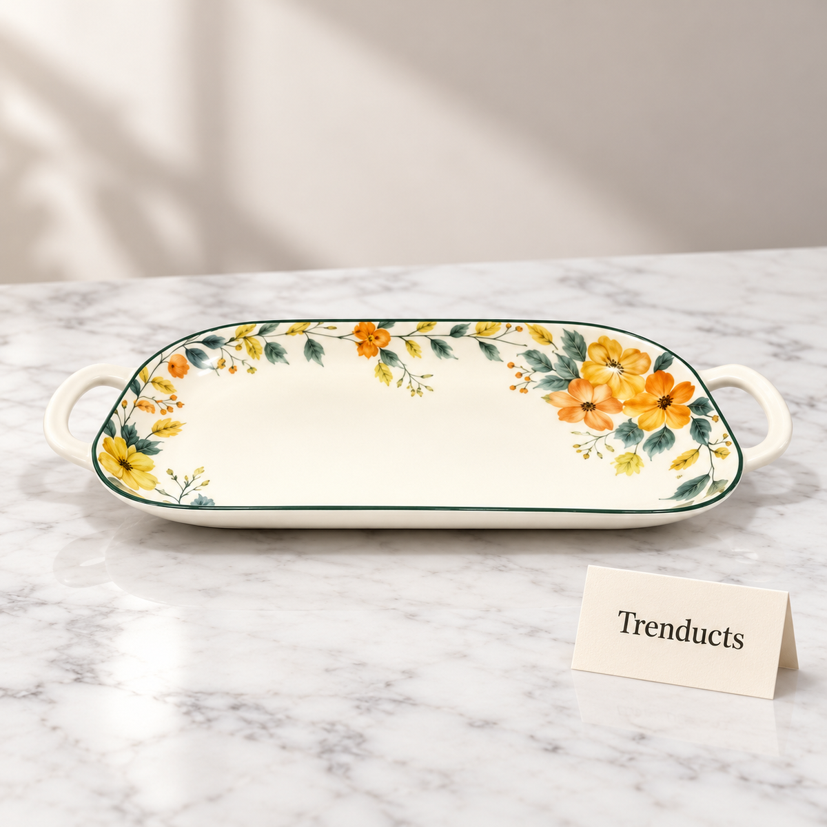 Brilliant Oval Dish with Handles - Primrose Floral 14 Inch