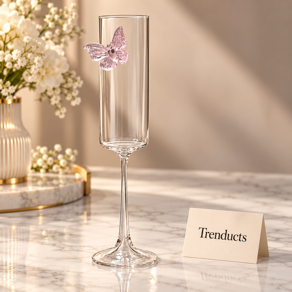 Aesthetic Butterfly Juice Glass - Tall Clear Glass with Pink Butterfly