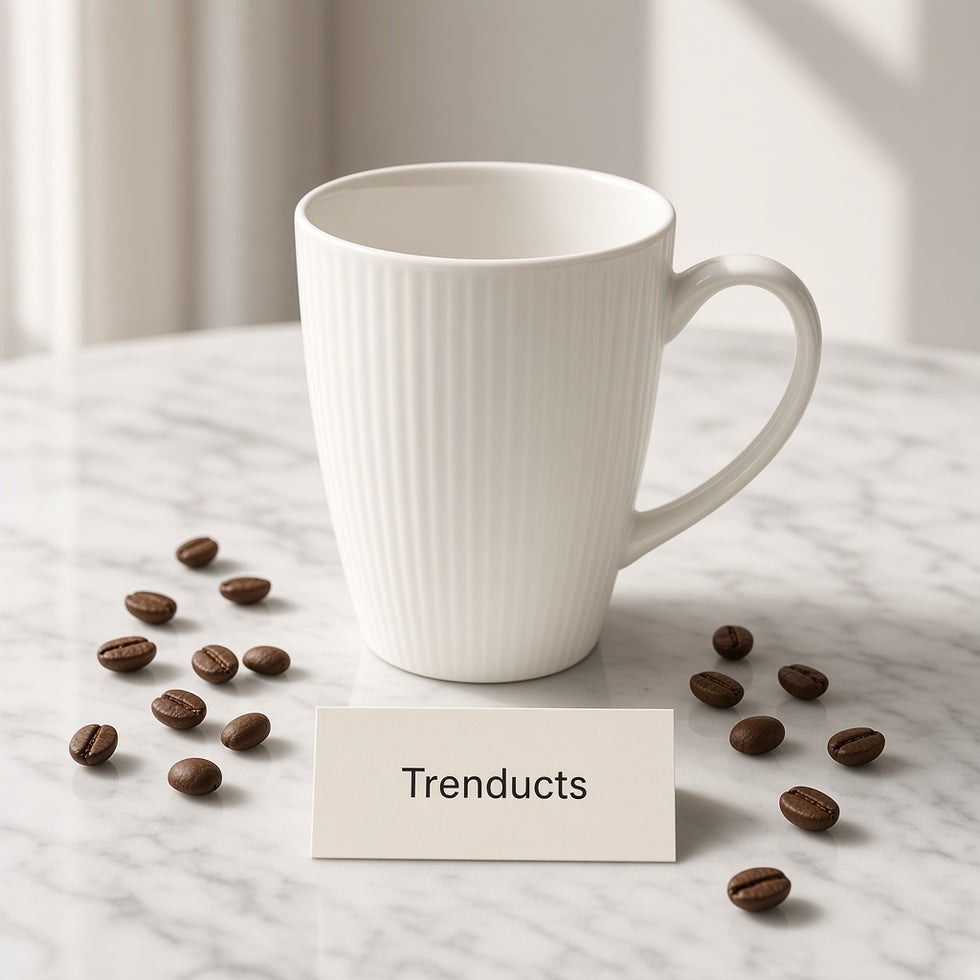 Danny Home Ceramic Mug 330ml - White Ribbed Coffee Mug