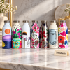 Premium Steel Water Bottle - Floral Pattern with Colored Lid (Random)
