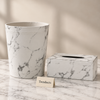 Luxury Marble Print Tissue Box & Dustbin - White and Grey