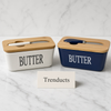 Premium Ceramic Butter Dish with Bamboo Lid and Knife