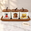 Luxury Ceramic Coffee Tea Sugar Canister Set - Square Jars & Tray