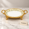 Brilliant Round Floral Serving Tray - Green Border