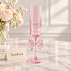Aesthetic Pink Bow Juice Glass - Slim Tall Glass with Bow Stem