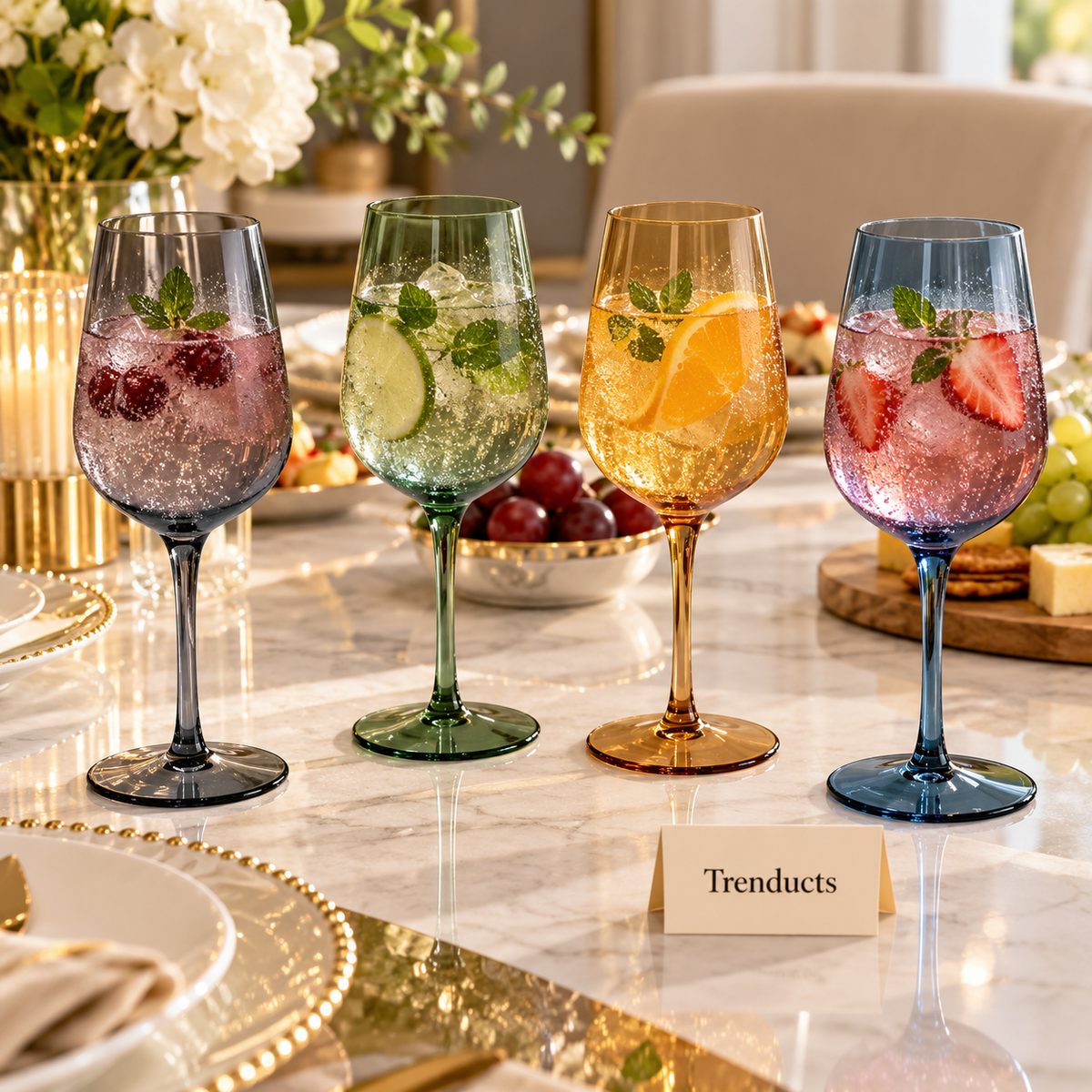 Danny Home Coloured Wine Glass Set of 4 - 450ml