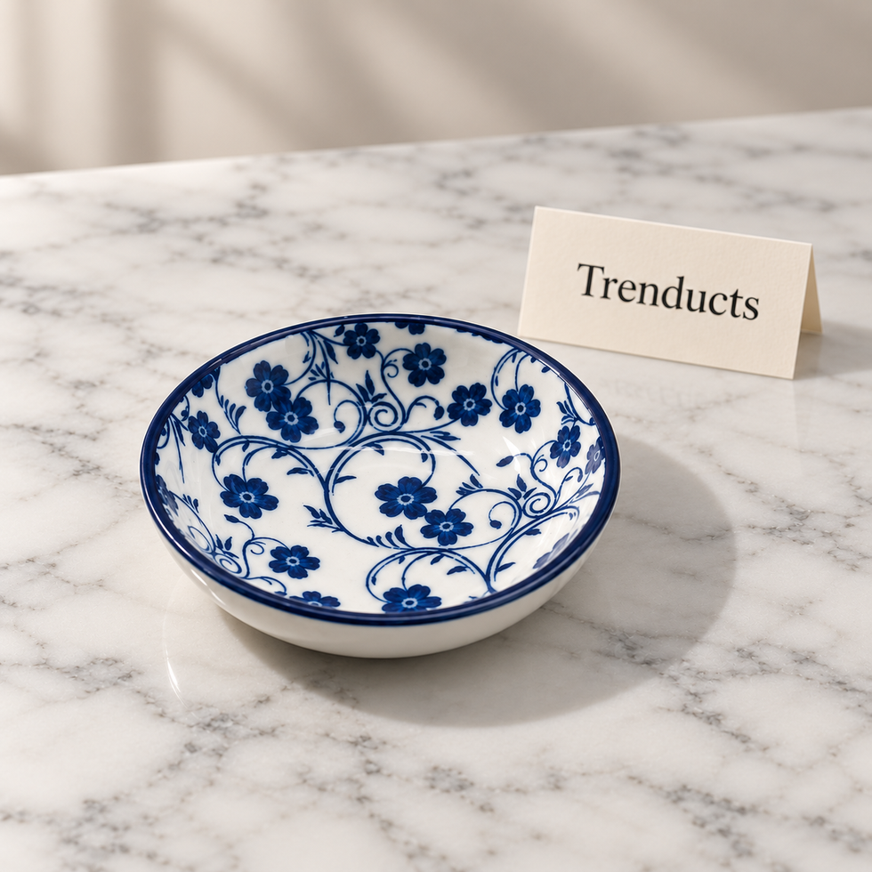 Danny Home Sauce Dish - 3.87 inch Blue Floral Porcelain