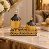 Metal Bakhoor Burner Set with Gold Lattice Tray