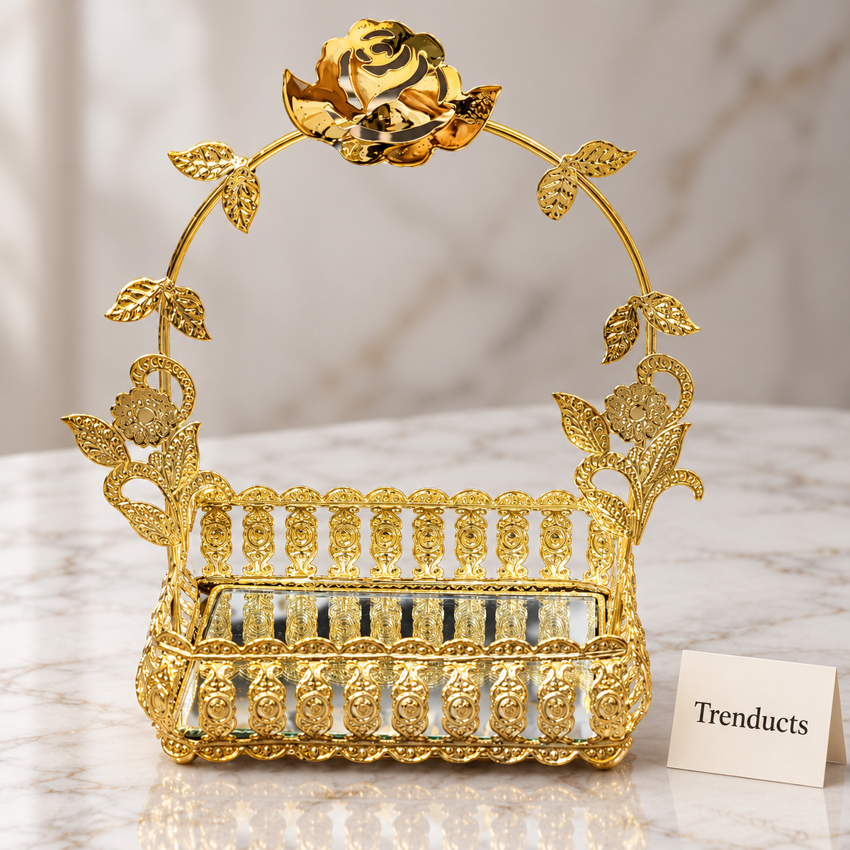 Gold Filigree Decorative Basket - Rose Arch
