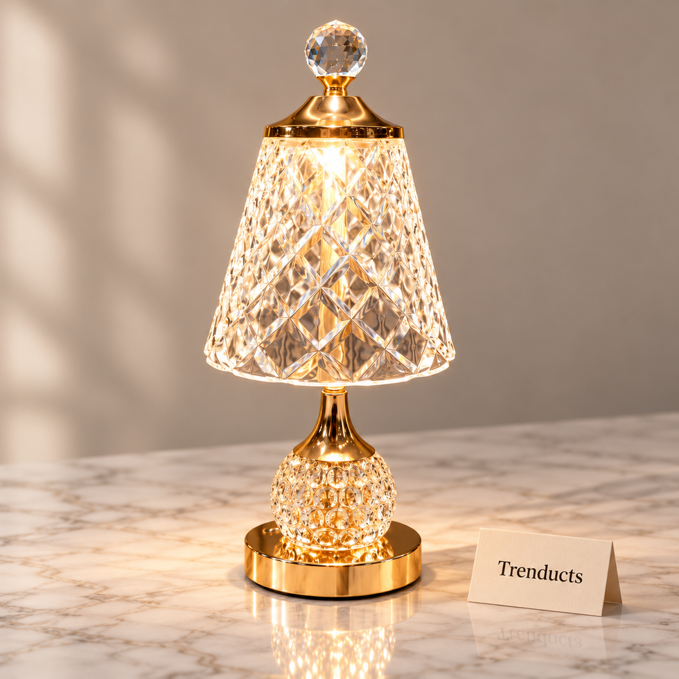 Crystal Lamp - Diamond Lattice Cone Shade Table Lamp
