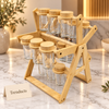 Revolving Masala Rack with Glass Spice Jars - Wooden Ferris Wheel Stand