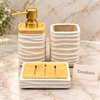 Brilliant Square Bathroom Set 3 Piece - Beige Ribbed