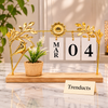Wooden Plant Calendar - Gold Leaf Desk Decor