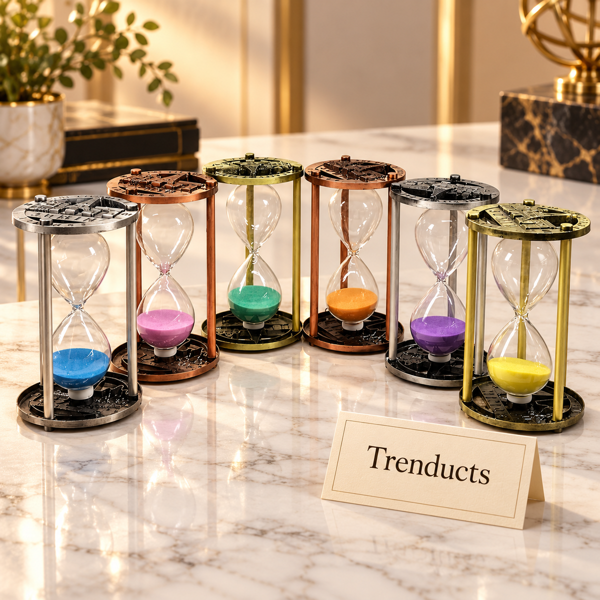 30 Minute Metal Hourglass Sand Timer with Embossed Antique Frame - Random Colour