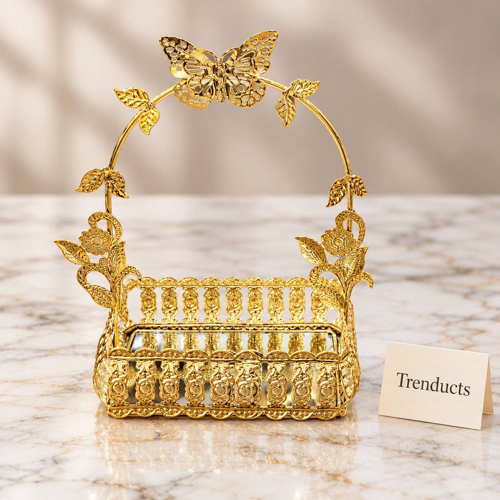 Gold Filigree Decorative Basket - Butterfly Arch