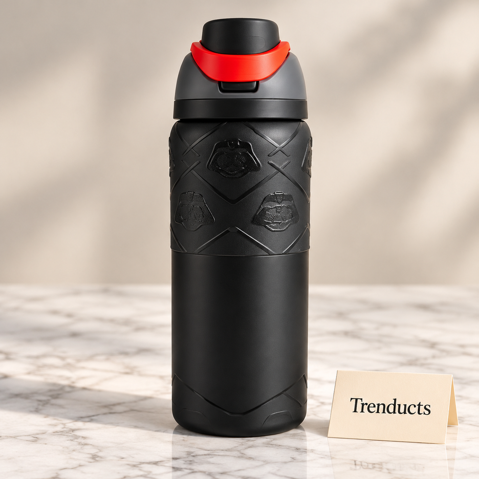 Premium Black Water Bottle - Insulated with Flip Spout Lid