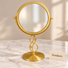 Gold Table Mirror - Round Vanity Mirror, Twist Stand