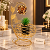 Gold Rose Butterfly Arc Metal Flower Pot Stand