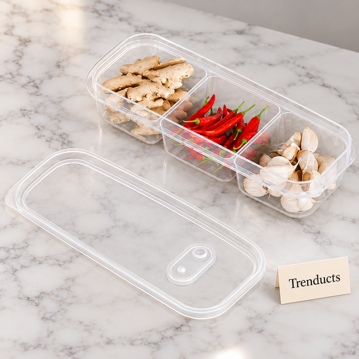 3 Compartment Plastic Organizer with Lid - Fridge Box