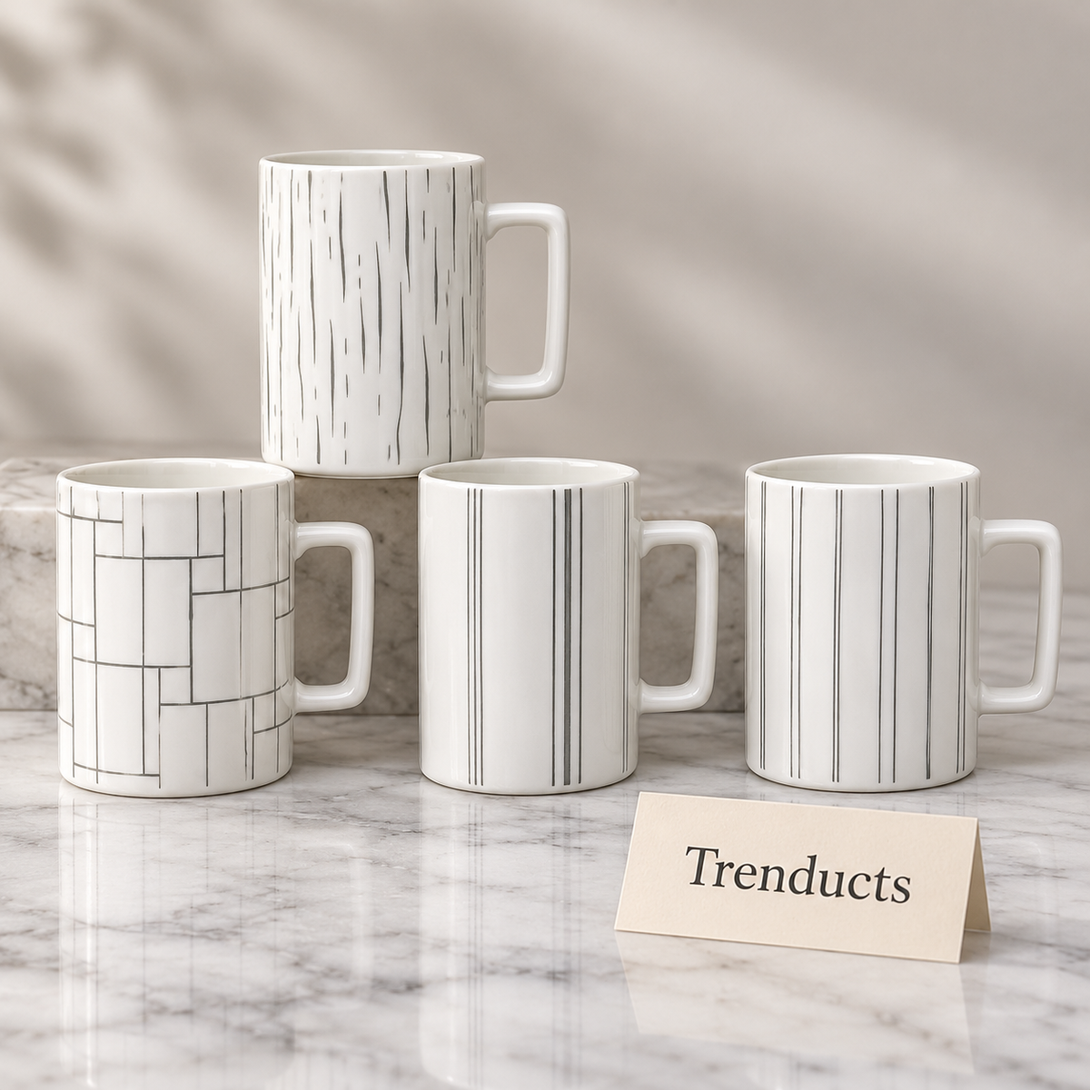 Line Pattern Mug 440 ml - Square Handle (Random Design)