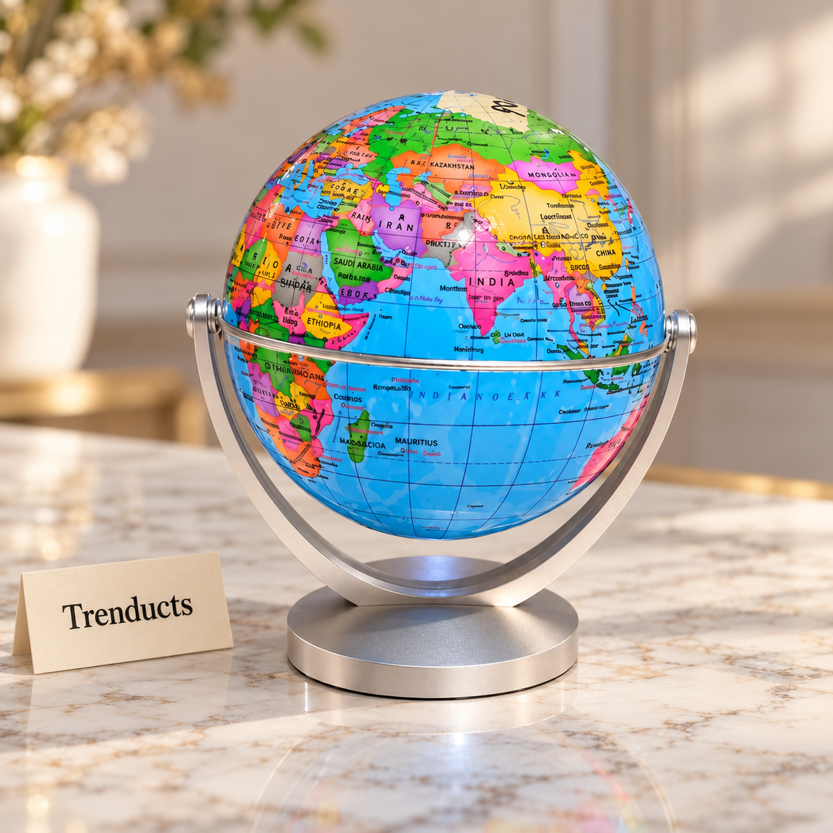Luxury World Globe - Mini 360 Rotating Desk Globe, 10.6 cm