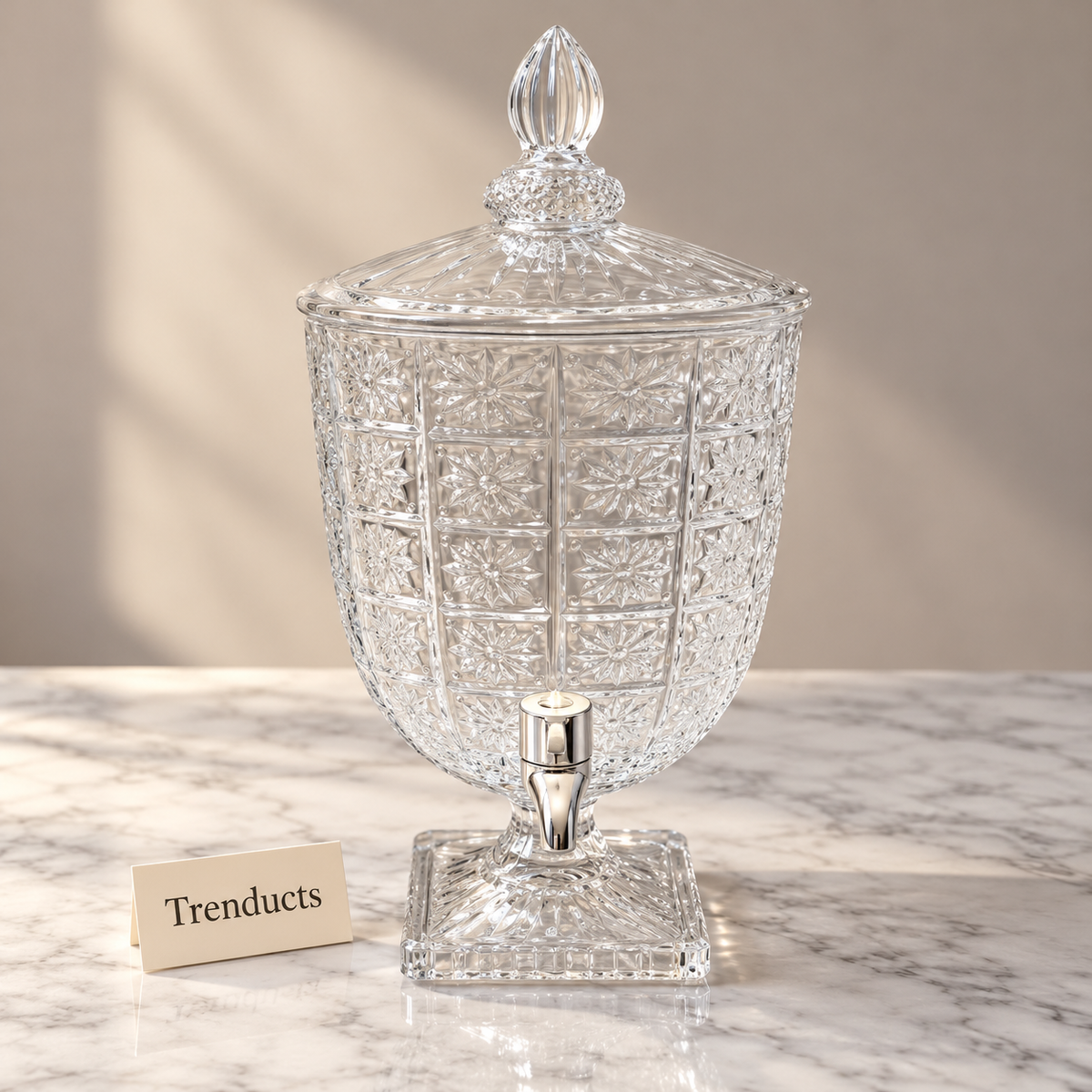 Brilliant Glass Juice Dispenser - Ornate Crystal Cut