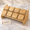 Bamboo Spice Rack with 8 Square Glass Jars - Slanted Stand