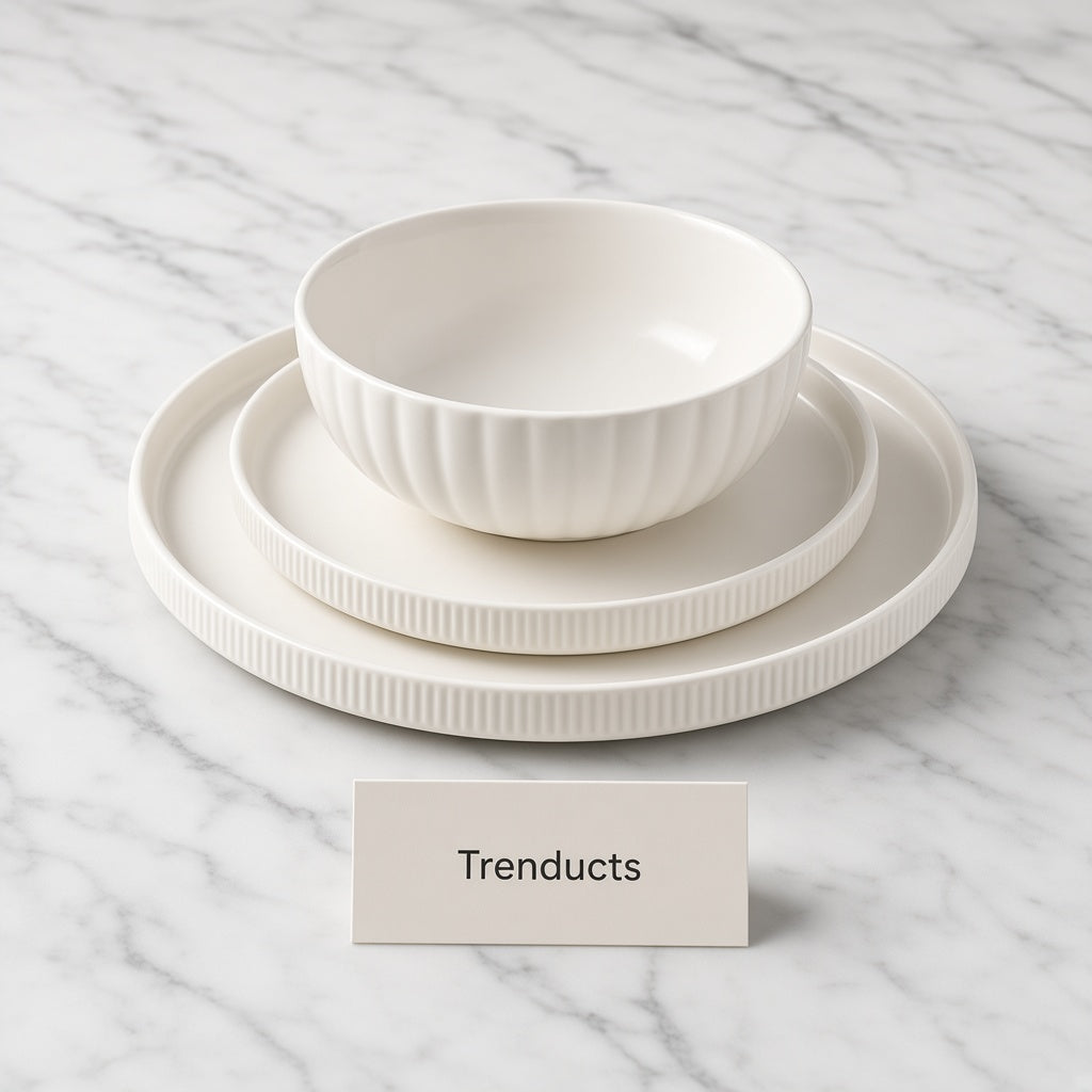 Danny Home Ceramic Dinner Set - 3 Pcs White Ribbed