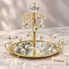 Gold Mirrored Display Tray - Crystal Drop Centre Stand
