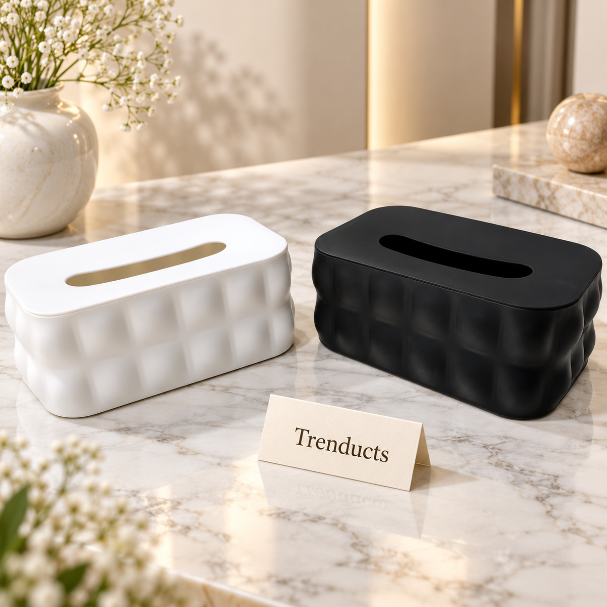 Bubble Embossed Tissue Box with Wavy Modern Design (Random color)