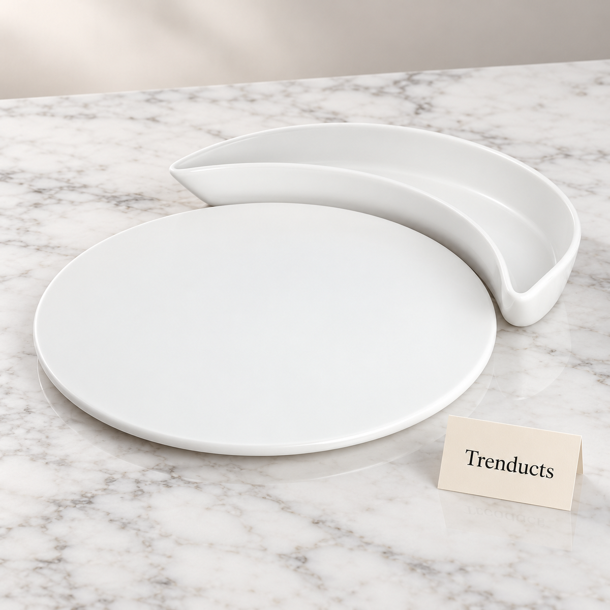 Symphony 2-Piece Serving Set - White Platter and Crescent