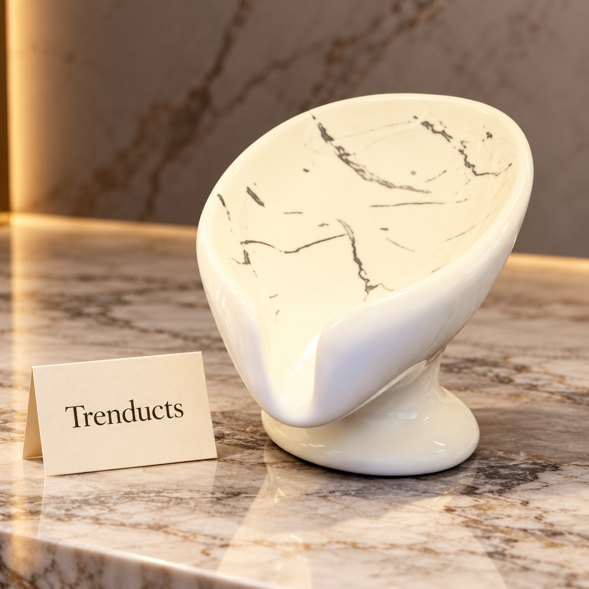 Brilliant Marble Soap Dish - White Porcelain with Grey Veins