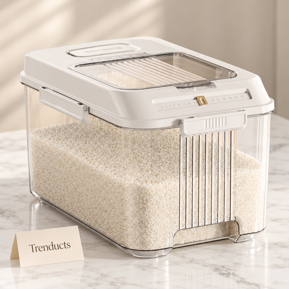 10kg Acrylic Rice Dispenser Box with Front Outlet and Lid