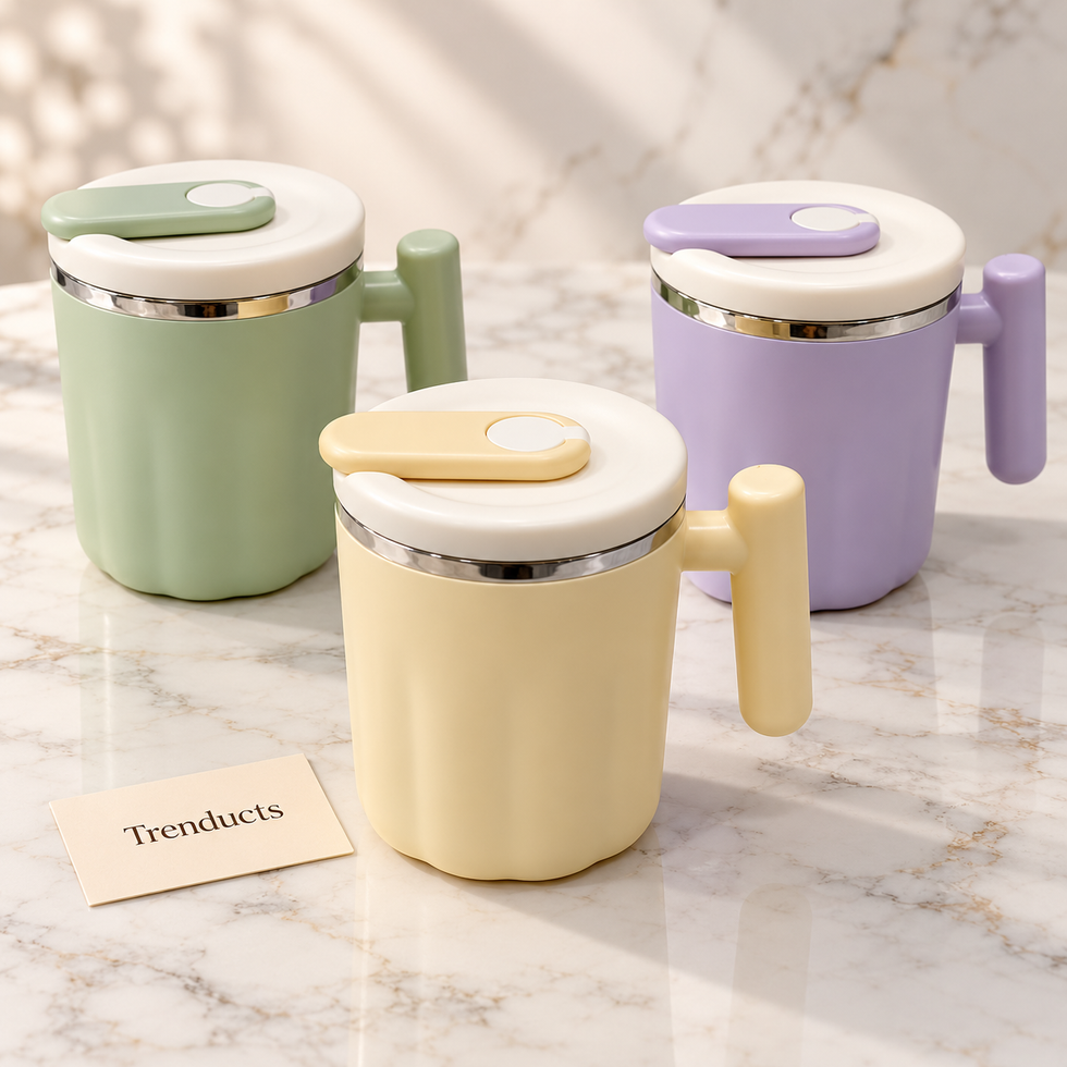 450ml Stainless Steel Insulated Thermos Mug with Lid and Handle (Random Color)