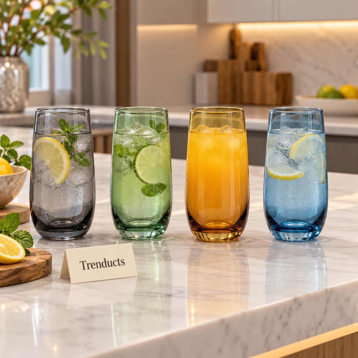 Danny Home Tall Coloured Drinking Glass Set of 4 - 410ml