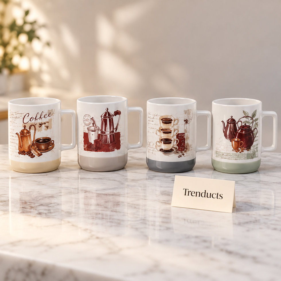 Coffee Art Mug 420 ml - Vintage Print (Random Design)